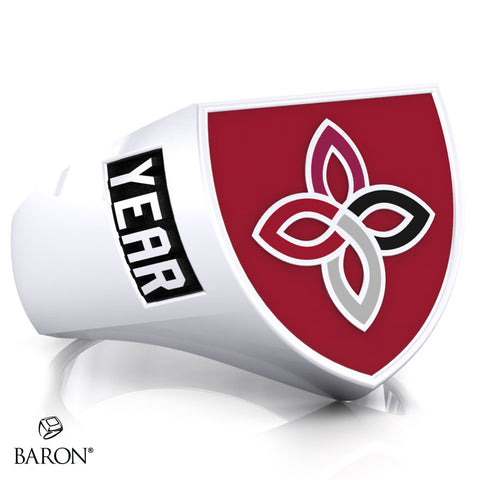 Carondelet Cougars Shield Signet Class Ring (Durlium, Sterling Silver, 10kt White Gold) - Design 4.1