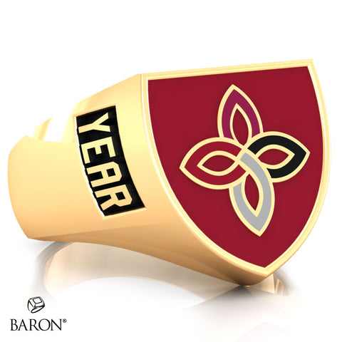 Carondelet Cougars Crest Shield Signet Class Ring (Gold Durlium, 10kt Yellow Gold) - Design 4.2