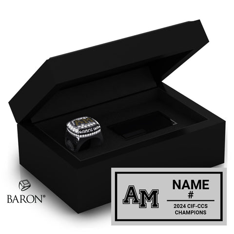 Archbishop Mitty Boys Soccer 2024 Championship Black Standard Window Ring Box