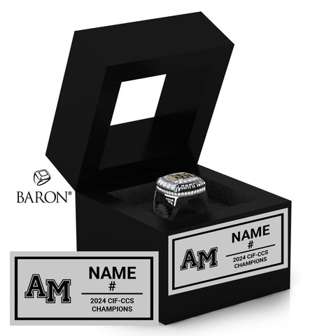 Archbishop Mitty Boys Soccer 2024 Championship Black Window Ring Box