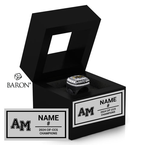 Archbishop Mitty Baseball 2024 Championship Black Window Ring Box