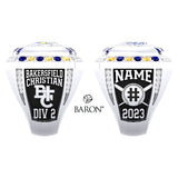 Bakersfield Christian Baseball 2023 Championship Ring - Design 3.2