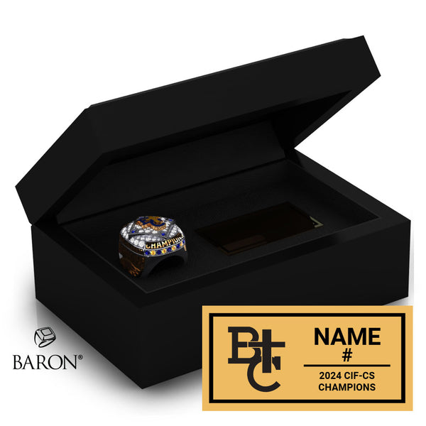 Bakersfield Christian Baseball 2024 Championship Black Standard Window Ring Box