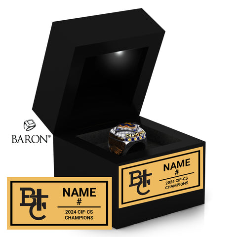 Bakersfield Christian Baseball 2024 Championship Black LED Ring Box