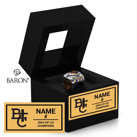 Bakersfield Christian Baseball 2024 Championship Black Window Ring Box