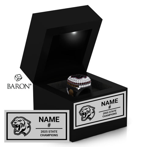 Benton High School Boys Basketball 2025 Championship Black LED Ring Box