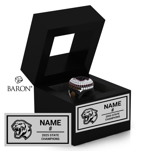 Benton High School Boys Basketball 2025 Championship Black Window Ring Box