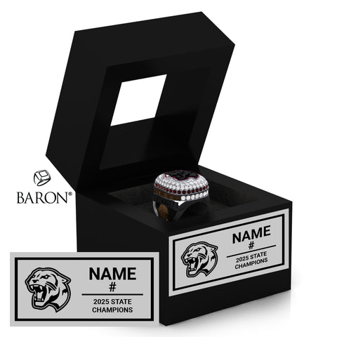 Benton High School Boys Basketball 2025 Championship Black Window Ring Box