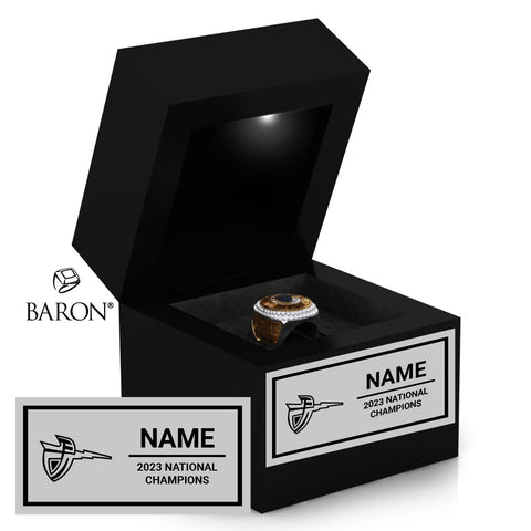 California Baptist University Cheer 2023 Championship Black LED Ring Box