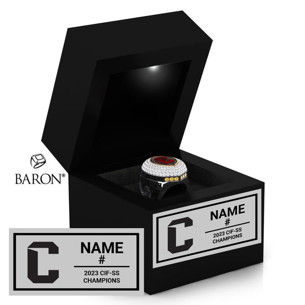 California School for the Deaf in Riverside Football 2023 Championship Black LED Ring Box