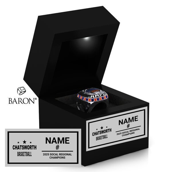 Chatsworth Boys Basketball 2025 Championship Black LED Ring Box