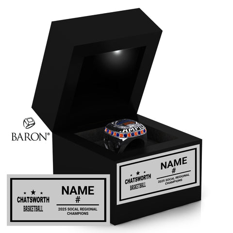 Chatsworth Boys Basketball 2025 Championship Black LED Ring Box