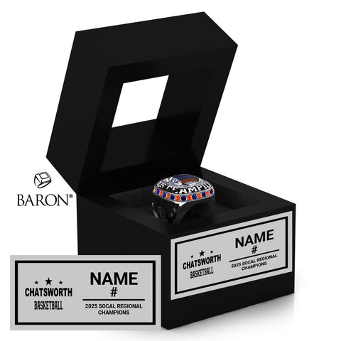 Chatsworth Boys Basketball 2025 Championship Black Window Ring Box
