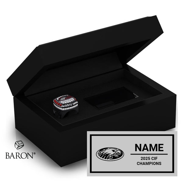 Clovis West Cheer 2025 Championship Black Standard Window Ring Box