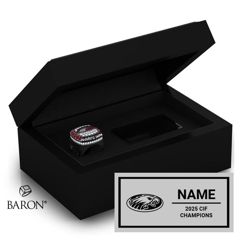 Clovis West Cheer 2025 Championship Black Standard Window Ring Box