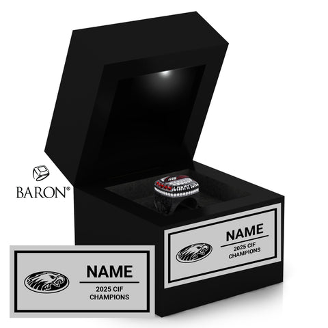 Clovis West Cheer 2025 Championship Black LED Ring Box