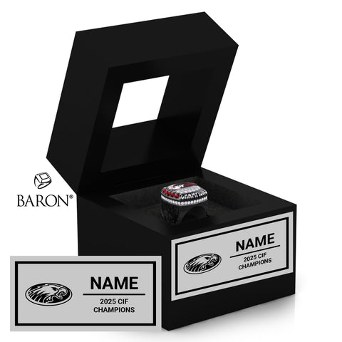 Clovis West Cheer 2025 Championship Black Window Ring Box