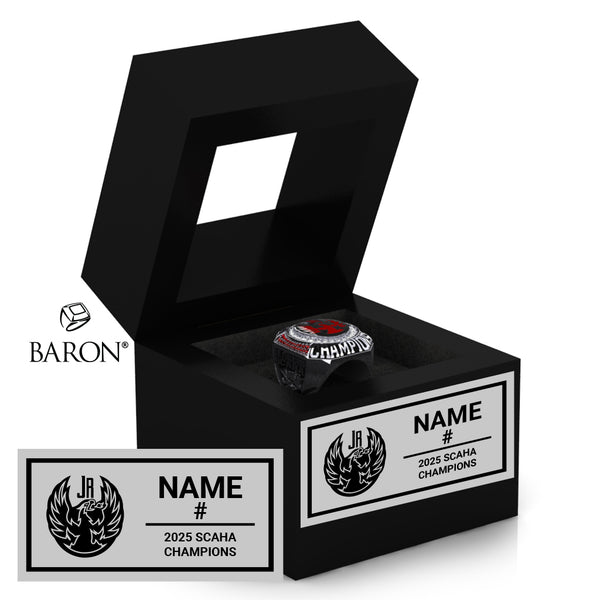 Coachella Valley Jr Firebirds Hockey 2025 Championship Black Window Ring Box