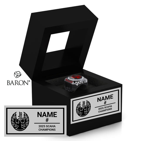 Coachella Valley Jr Firebirds Hockey 2025 Championship Black Window Ring Box