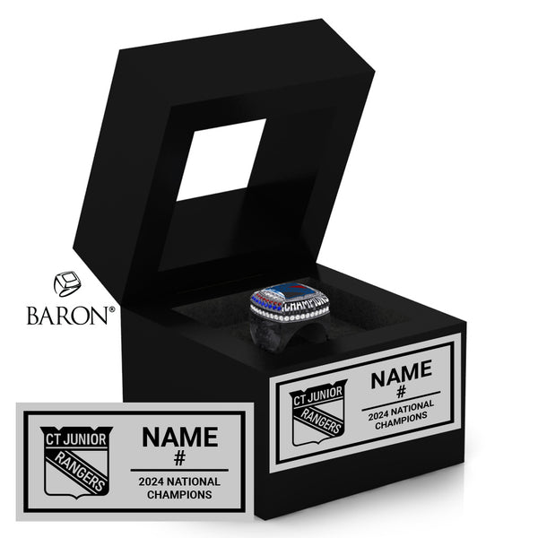 Connecticut Jr. Rangers Hockey 2024 Championship Black Window Ring Box