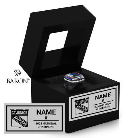 Connecticut Jr. Rangers Hockey 2024 Championship Black Window Ring Box