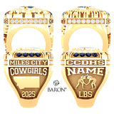 Custer County Cowgirls Wrestling 2025 Championship Ring - Design 3.2