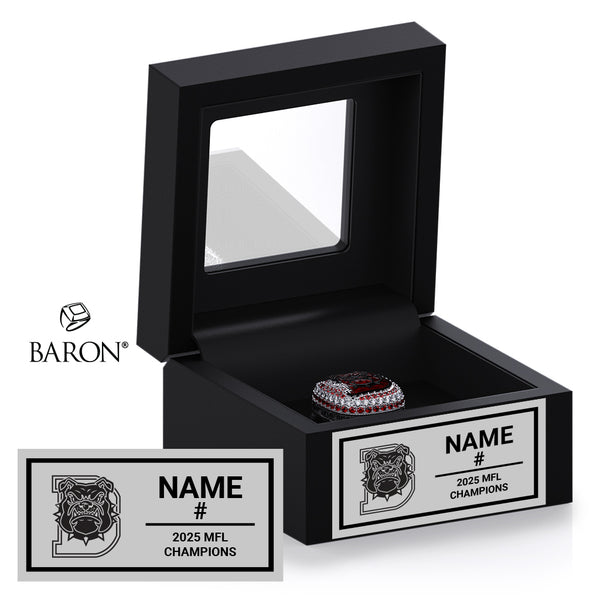 Detroit Redd Doggs Football 2025 Championship Black Window Ring Box