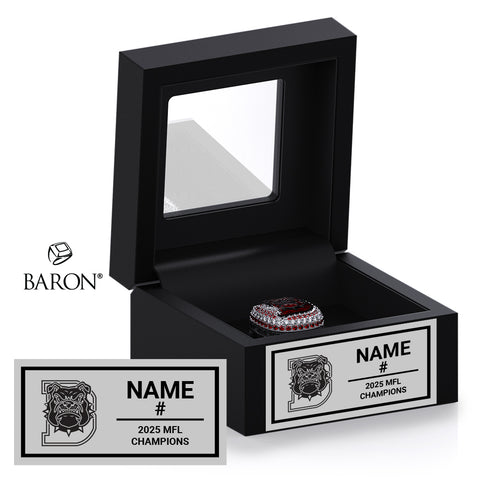 Detroit Redd Doggs Football 2025 Championship Black Window Ring Box