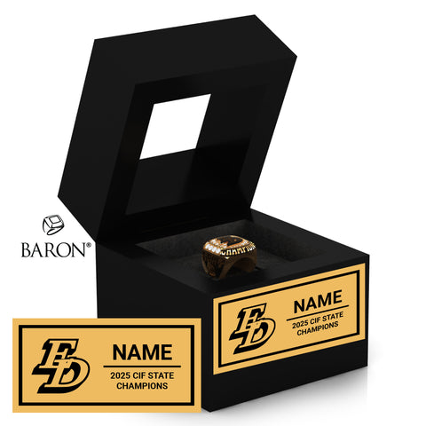 El Dorado High School Cheer 2025 Championship Black Window Ring Box