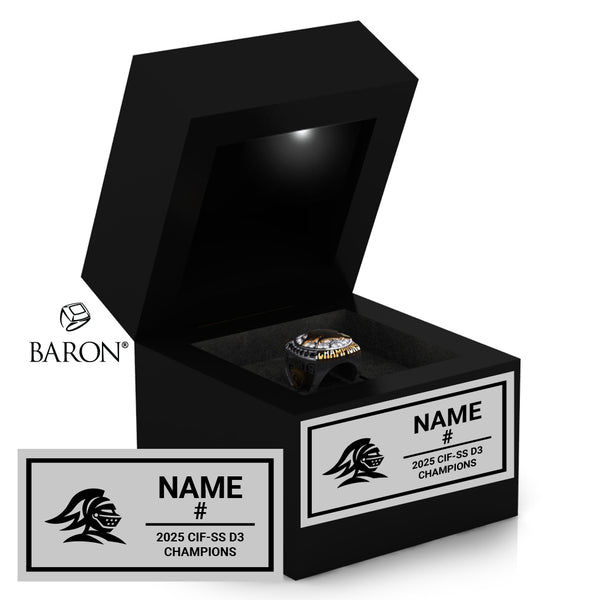 Foothill High School Girls Soccer 2025 Championship Black LED Ring Box