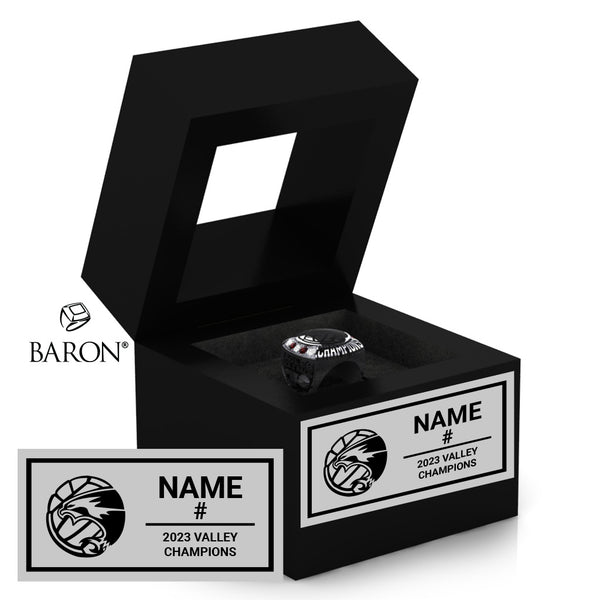 Fresno Christian Girls Volleyball 2023 Championship Black Window Ring Box