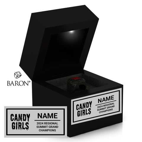 GymTyme CandyGirls 2024  Championship Black LED Ring Box