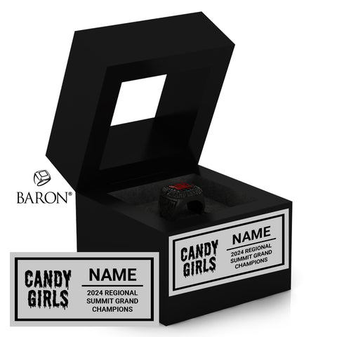 GymTyme CandyGirls 2024  Championship Black Window Ring Box