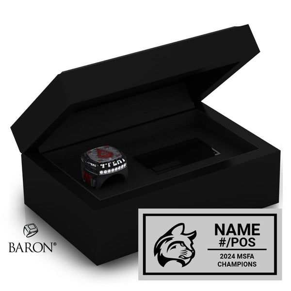 Indiana Wesleyan University Football 2024 Championship Black Standard Window Ring Box