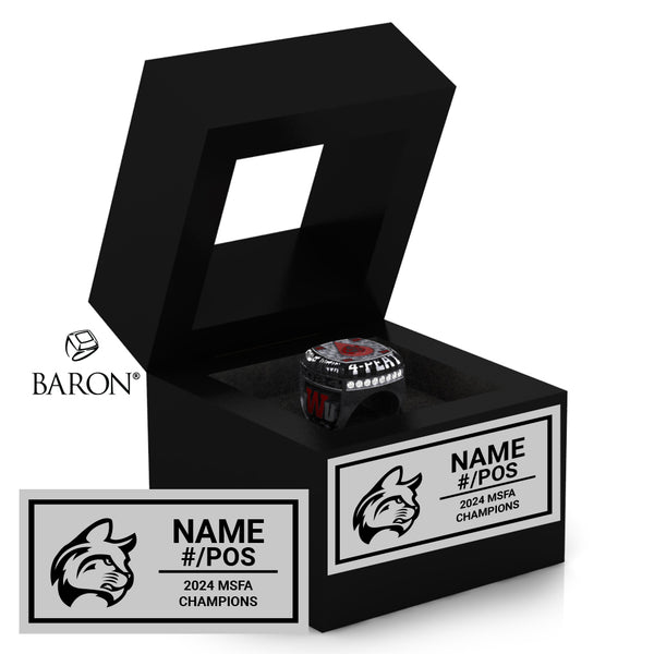 Indiana Wesleyan University Football 2024 Championship Black Window Ring Box