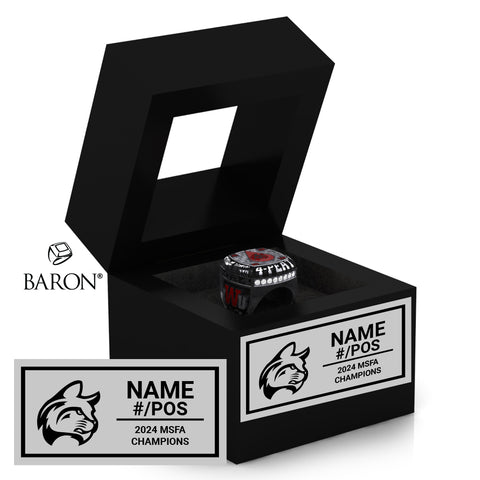 Indiana Wesleyan University Football 2024 Championship Black Window Ring Box