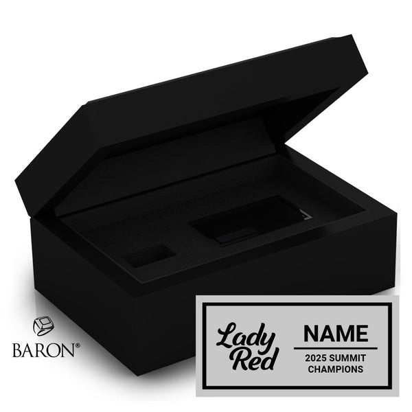 Lady Red Cheer 2025 Championship Black Standard Window Ring Box