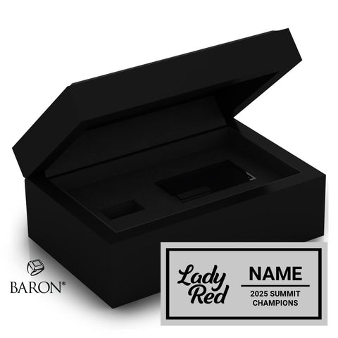 Lady Red Cheer 2025 Championship Black Standard Window Ring Box