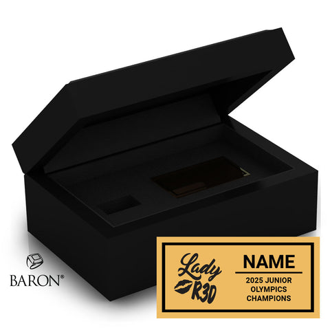 Lady Red Cheer 2025 Order 2 Championship Black Standard Window Ring Box