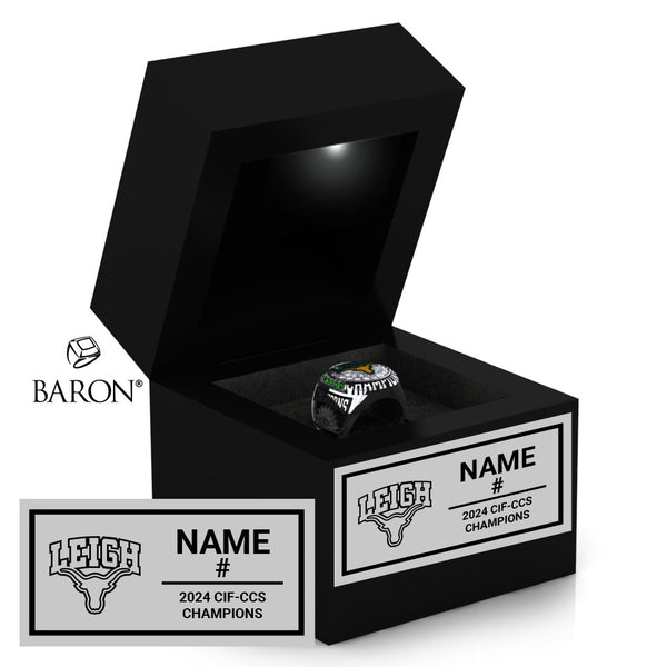 Leigh High School Girls Water Polo 2024 Championship Black LED Ring Box