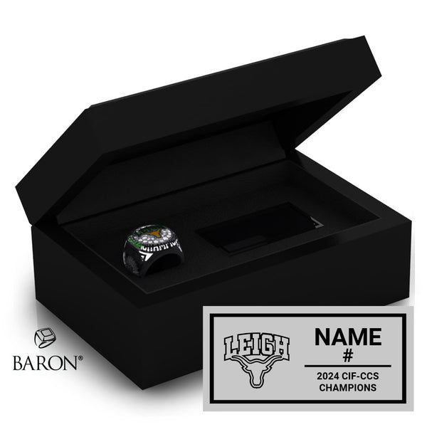 Leigh High School Girls Water Polo 2024 Championship Black Standard Window Ring Box