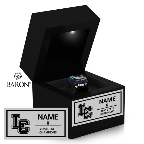 Lewis Central High School Football 2023 Championship Black LED Ring Box