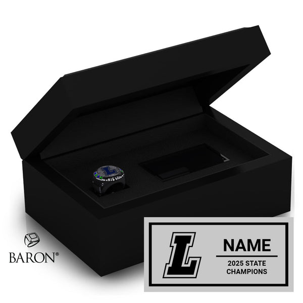 Liberty High School Cheer 2025 Championship Black Standard Window Ring Box