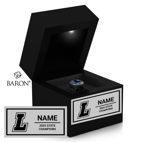 Liberty High School Cheer 2025 Championship Black LED Ring Box