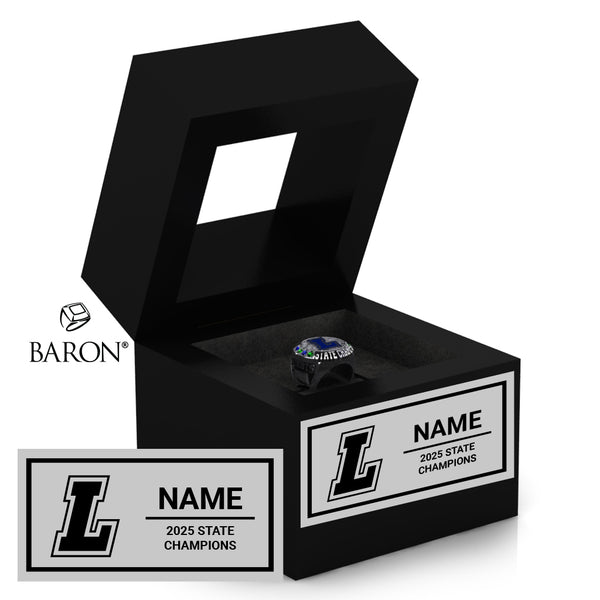Liberty High School Cheer 2025 Championship Black Window Ring Box