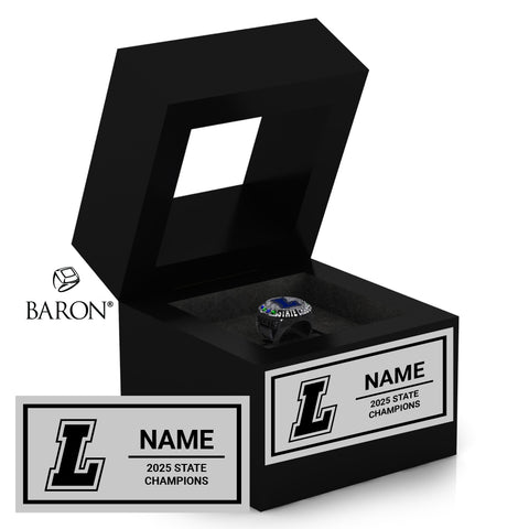 Liberty High School Cheer 2025 Championship Black Window Ring Box