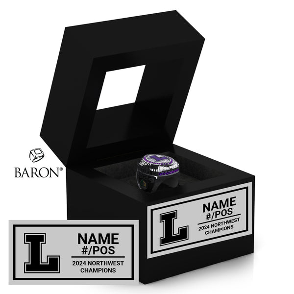 Linfield University Football 2024 Championship Black Window Ring Box