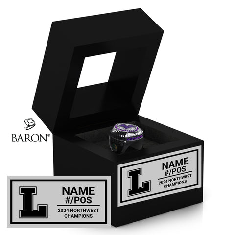 Linfield University Football 2024 Championship Black Window Ring Box