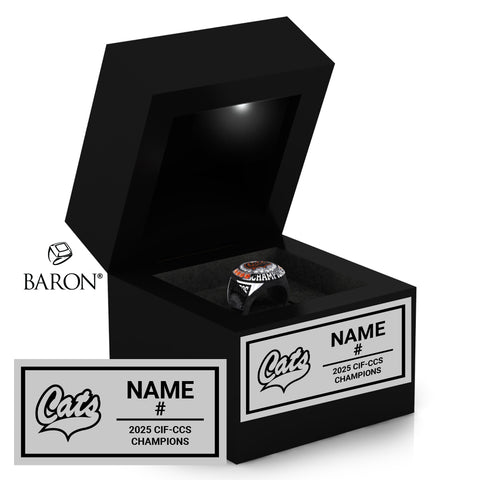 Los Gatos Girls Basketball 2025 Championship Black LED Ring Box
