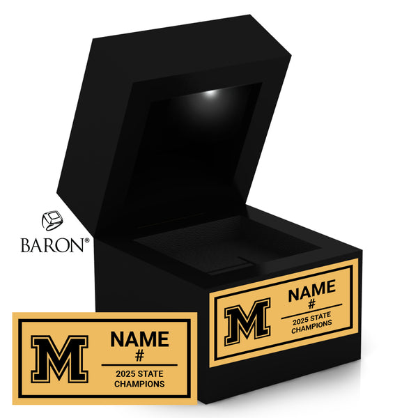 Mahtomedi Zephyrs Baseball 2025 Championship Black LED Ring Box